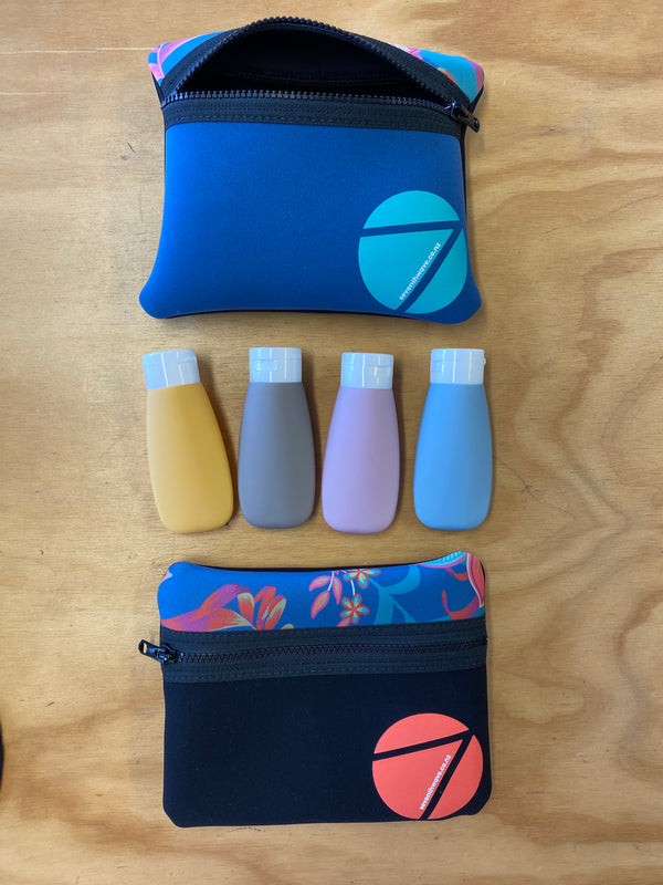 Travel Pouch with Reusable Bottles